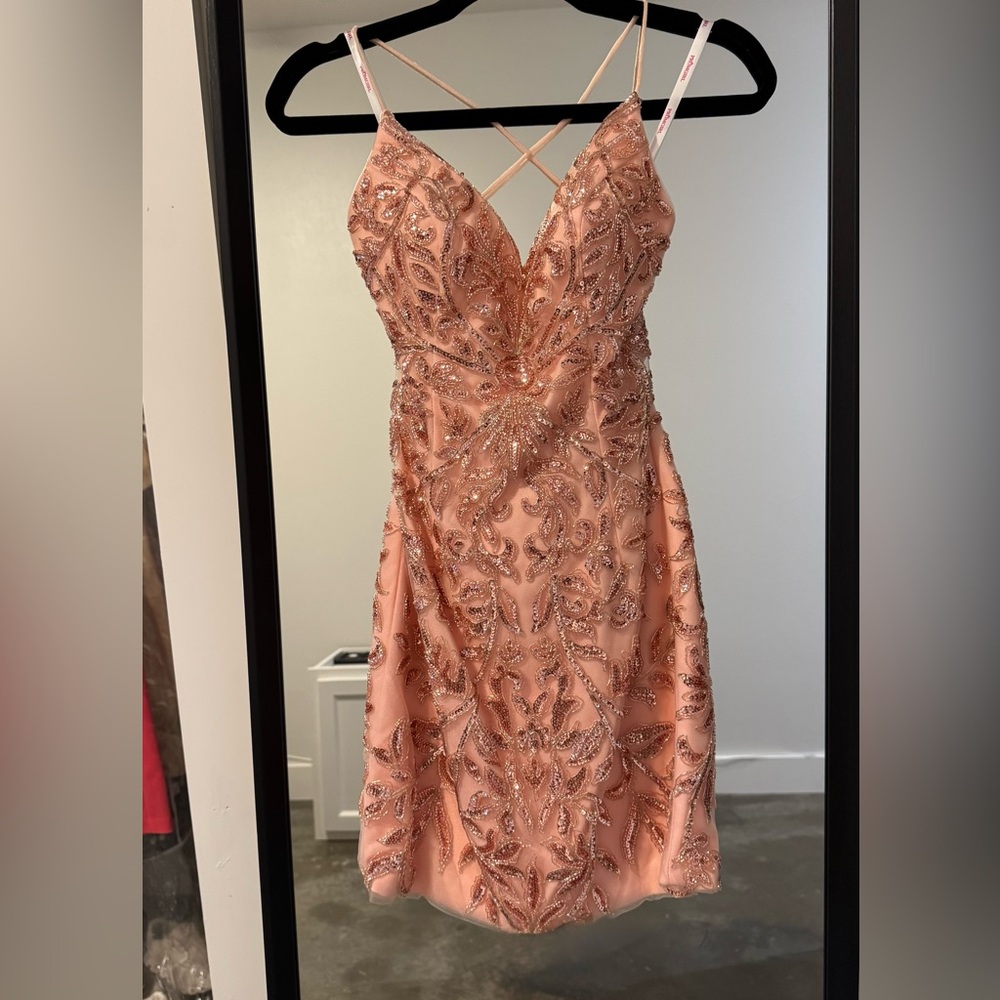 PromGirl Pink Sequin Embroidered Bodycon Mini Dress